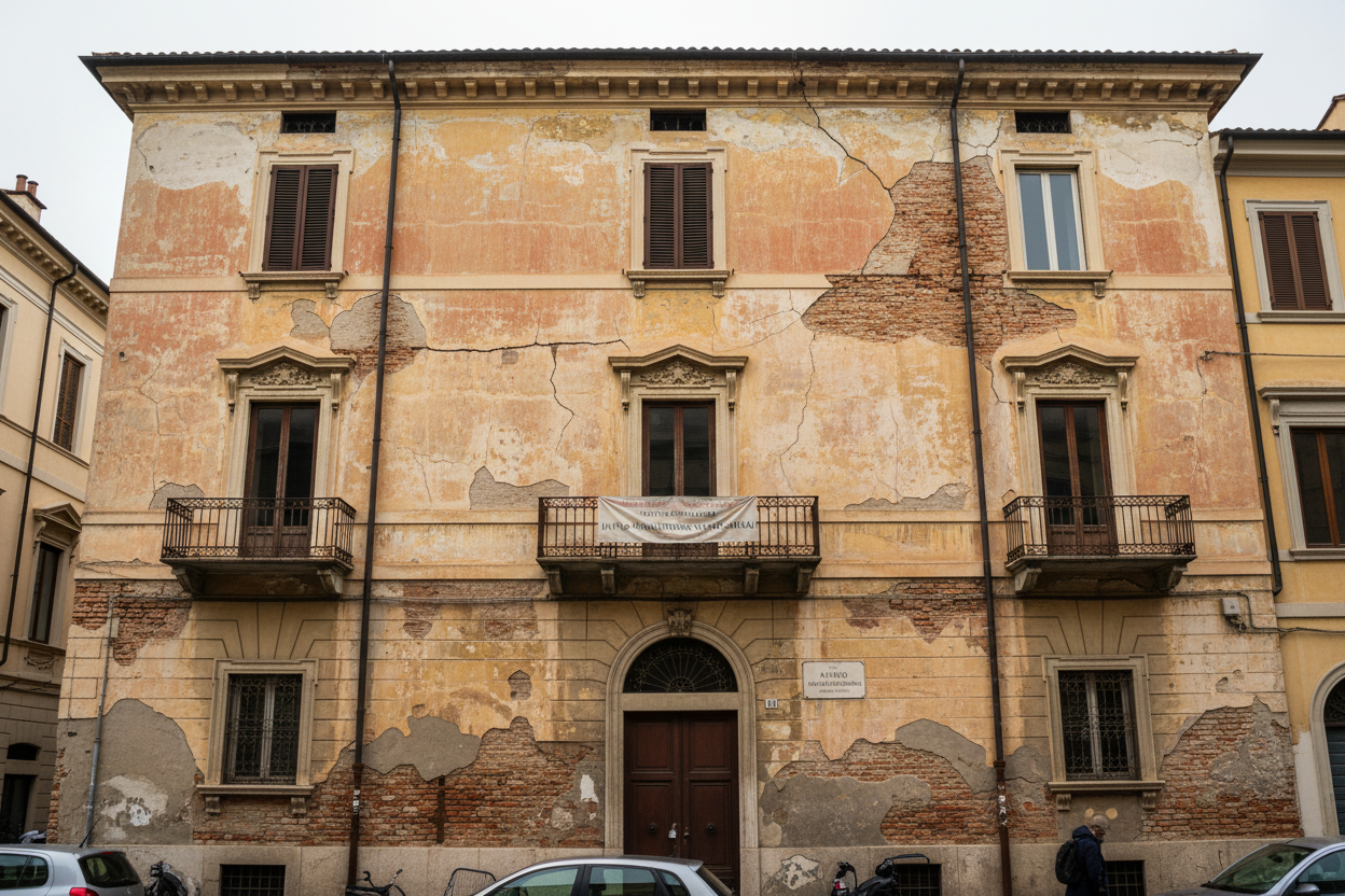 palazzo con intonaco ammalorato 